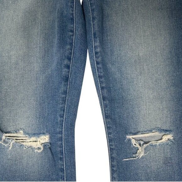 Mother High Waisted Looker Ankle Fray Jeans Size 26 In Thrilling Shots Wash Blue - Picture 11 of 14